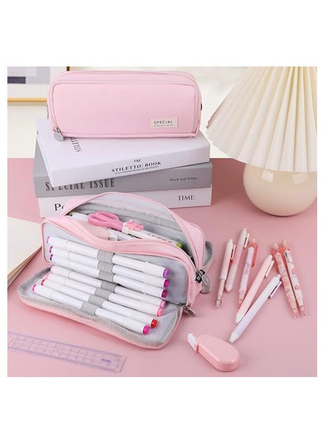 يلا جوي كبير قدرة قلم حقيبة , 3 شبكة حقيبة قلم رصاص , مناسبة لأنّ مدرسة مراهق إمرأة , أسود , ضوء , سفر ( لون قرنفل ) - Image 3