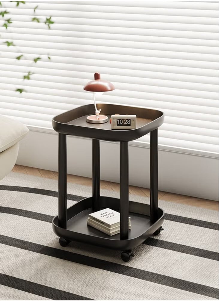 2-Tier Storage Rack On Wheels, Mobile Sofa Side Table with Trays for Home, Living Room Kitchen Cart with Lockable Casters