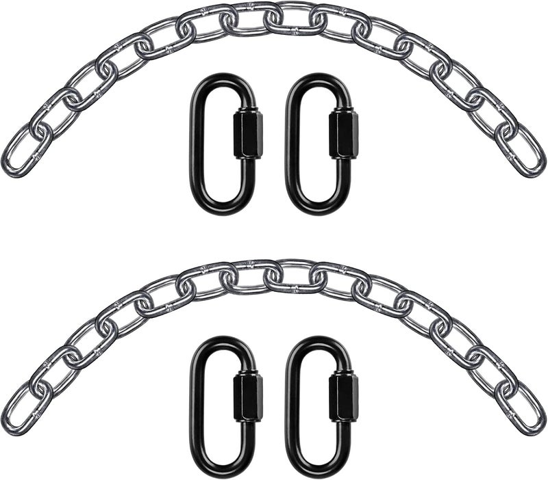 BeneLabel 2pcs Swing Chair Hanging Chain, 60cm Heavy Duty Adjustable Metal Hammock Chain with Carabiners Punching Bag Boxing Sandbag Suspension Kit, 6mm Diameter, up to 1000lbs / Silver - Image 1