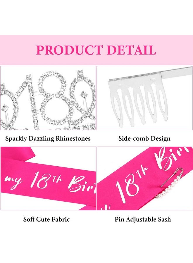 CAVETEE 18th Birthday Crown for Girls, 18th Birthday Tiara and Sash Set for Women It's 18th My Birthday Sash Rhinestone Crown, 18th Birthday Party Decorations, 18 Birthday Decorations for Girls - Image 5