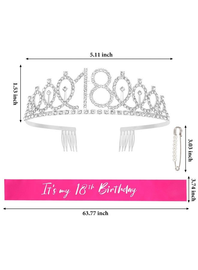 CAVETEE 18th Birthday Crown for Girls, 18th Birthday Tiara and Sash Set for Women It's 18th My Birthday Sash Rhinestone Crown, 18th Birthday Party Decorations, 18 Birthday Decorations for Girls - Image 2