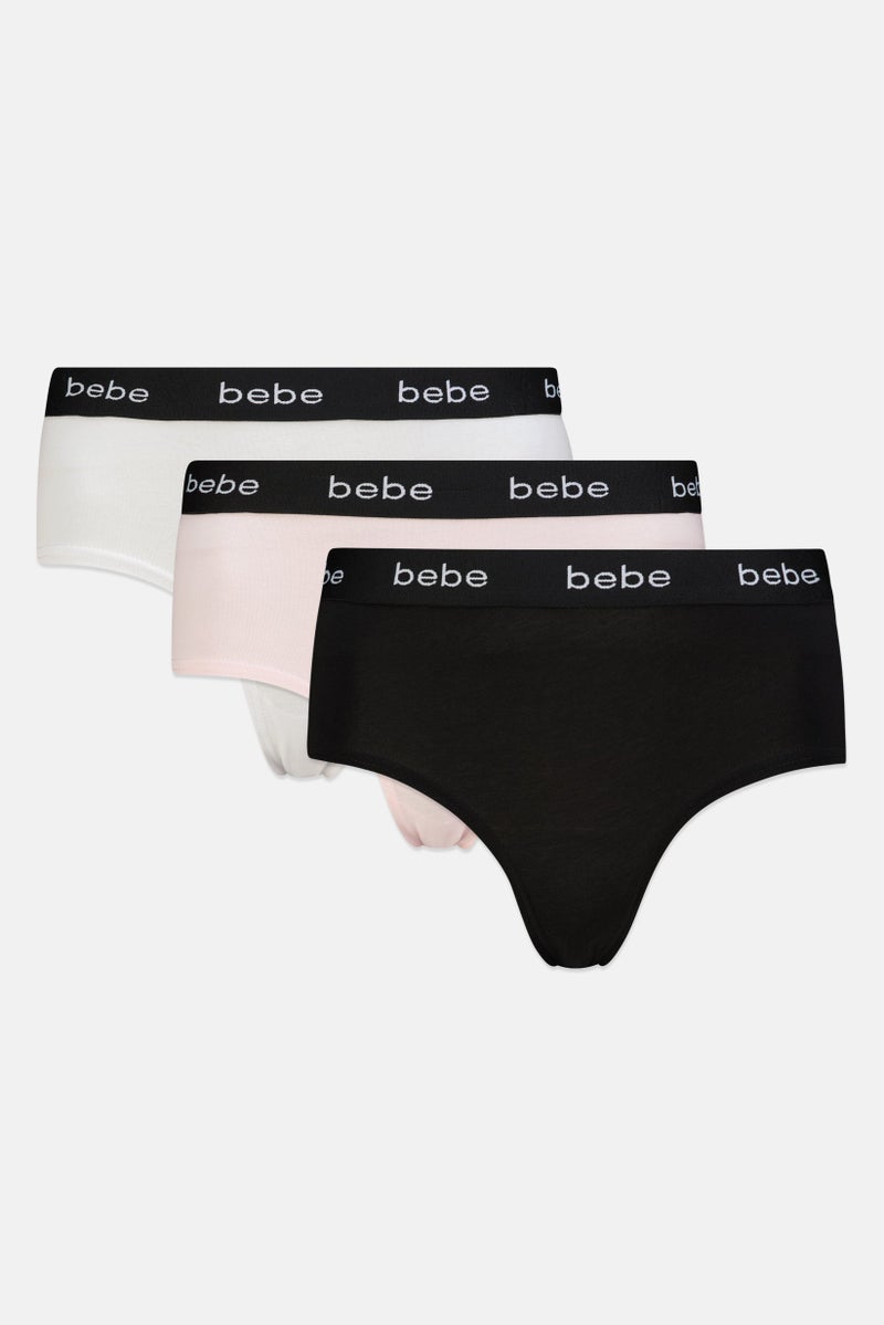 bebe Women 3 Pieces Brand Logo Booty Panties, Multicolor - Image 2