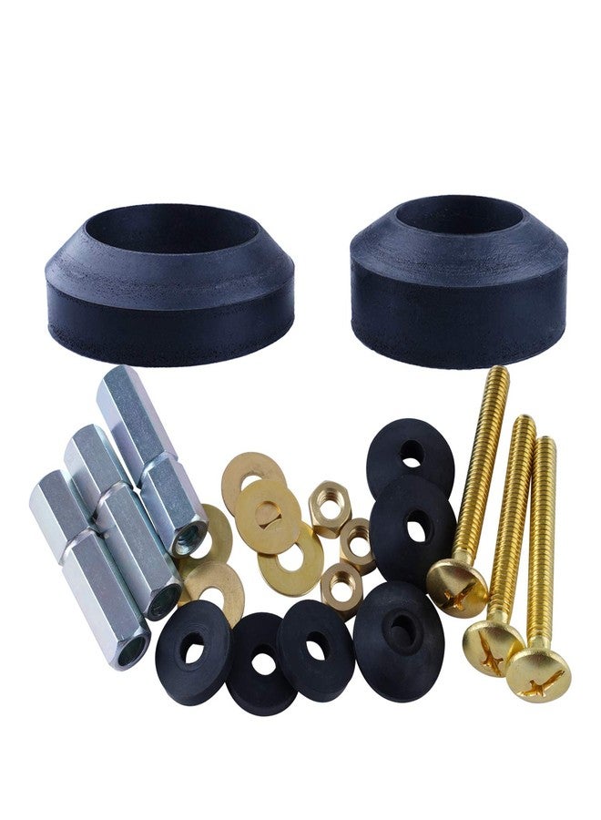 Hibbent Universal Toilet Tank To Bowl Gaskets with 3 Sets Brass Hardware Kits Fits Most 2-Inch 2.5-Inch flush valve opening 2-Piece Toilet Tanks - Image 1