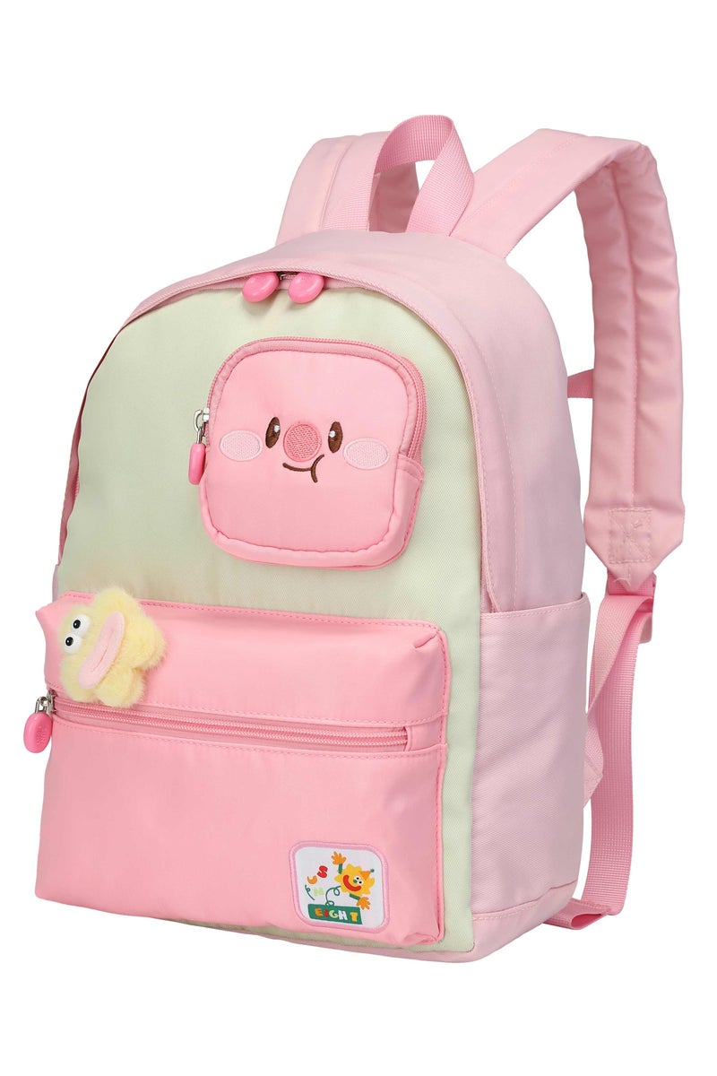 SUN EIGHT Premium 14-inch Light Weight Kids Backpack Water Resistant Multifunctional School Backpack for Girls, SE2212, Pink Green - Image 1