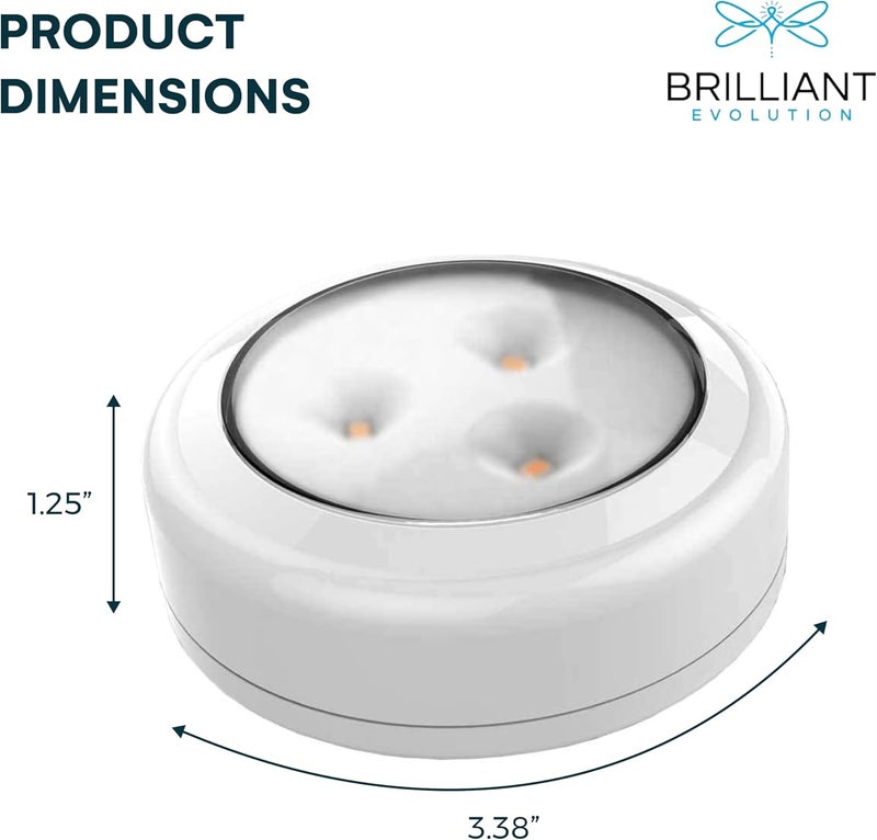 Brilliant Evolution Stick On Push Lights - 6 Pack Remote Controlled LED Lights Under Cabinets - DIY Stick On Lights for Closet, Counter, Kitchen - Battery Operated Puck Lighting with Remote - Image 3