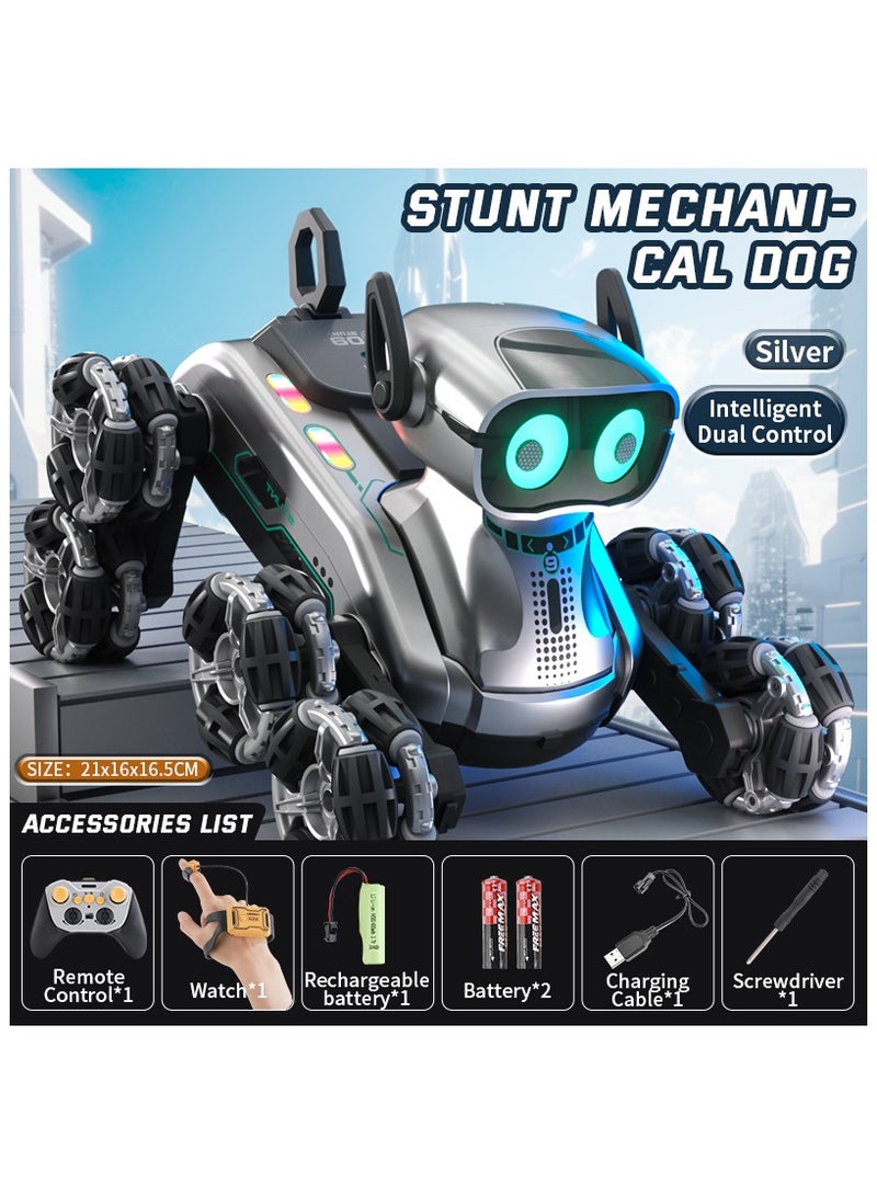 AL RAID Robot Dog, 2.4Ghz RC Dog Stunt RC Car with Music and Lights, 2 Ways Remote Control Robot Toy with 1 Rechargeable Battery, Birthday Gift for 6 7 8 9 10 11 12 Years Old - Image 1