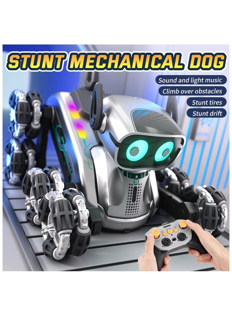 AL RAID Robot Dog, 2.4Ghz RC Dog Stunt RC Car with Music and Lights, 2 Ways Remote Control Robot Toy with 1 Rechargeable Battery, Birthday Gift for 6 7 8 9 10 11 12 Years Old - Image 3