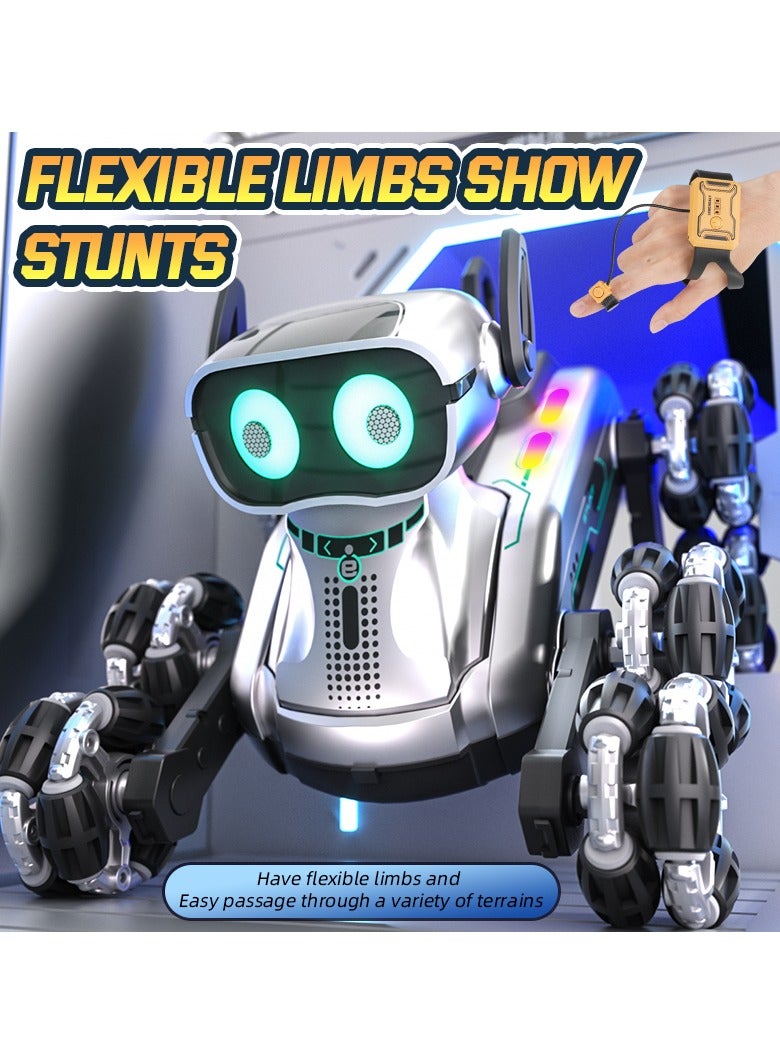 AL RAID Robot Dog, 2.4Ghz RC Dog Stunt RC Car with Music and Lights, 2 Ways Remote Control Robot Toy with 1 Rechargeable Battery, Birthday Gift for 6 7 8 9 10 11 12 Years Old - Image 4