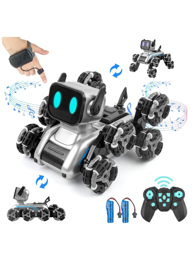 AL RAID Robot Dog, 2.4Ghz RC Dog Stunt RC Car with Music and Lights, 2 Ways Remote Control Robot Toy with 1 Rechargeable Battery, Birthday Gift for 6 7 8 9 10 11 12 Years Old - Image 2