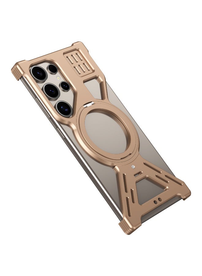 general Ultra-Durable Metal Frame Case for Samsung Galaxy S25 Ultra, Clear Back & Shockproof Design with 360° Rotating Kickstand, Sleek & Protective - Image 2