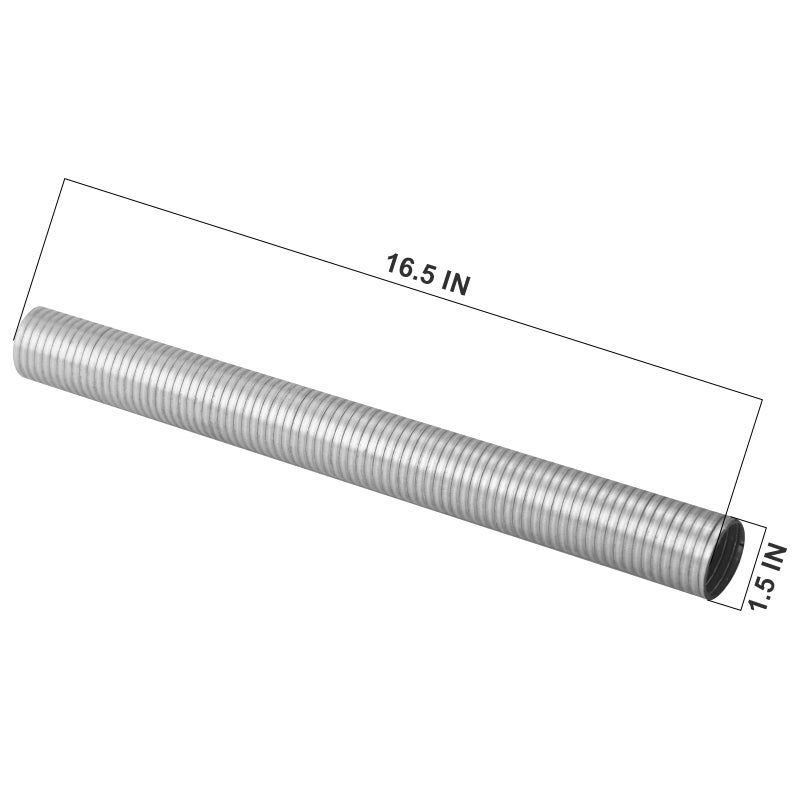 Piclafe 1.5" x 16.5" Length Universal Stainless Steel Exhaust Flex Pipe, 1.5 Inch Flexible Exhaust Pipe - Image 2