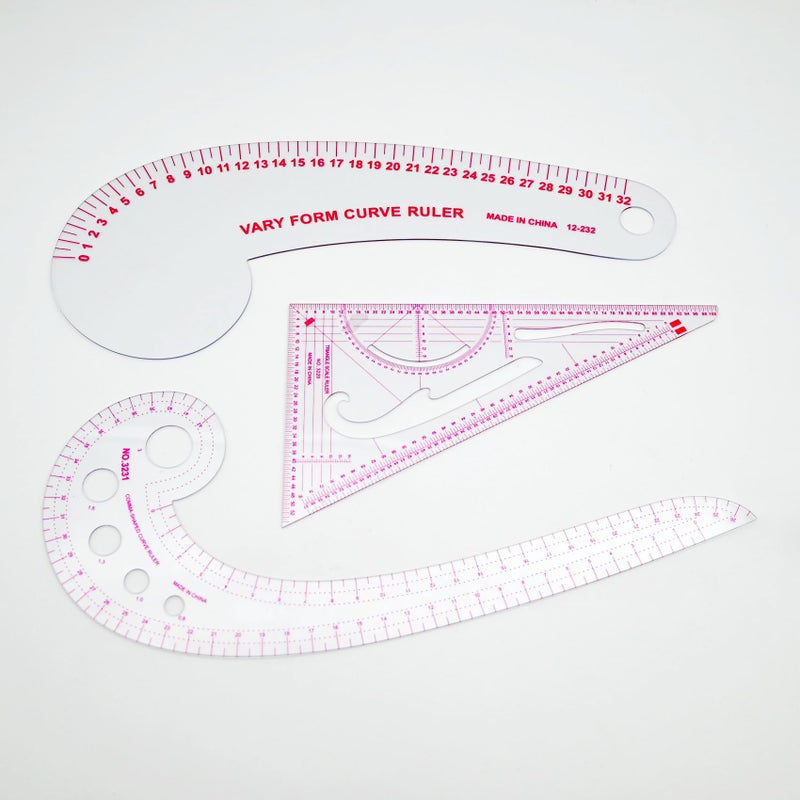 LINXIAO Fashion Clear Metric Sewing Ruler Set,French Curve Pattern Rulers for Beginners, Tailors, Designers, Quilting, Embroidery, Cross Stitch, Crochet, Knitting 9pcs - Image 4