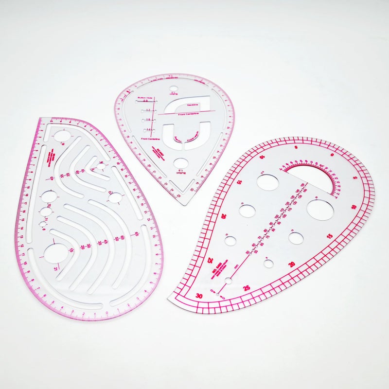 LINXIAO Fashion Clear Metric Sewing Ruler Set,French Curve Pattern Rulers for Beginners, Tailors, Designers, Quilting, Embroidery, Cross Stitch, Crochet, Knitting 9pcs - Image 5