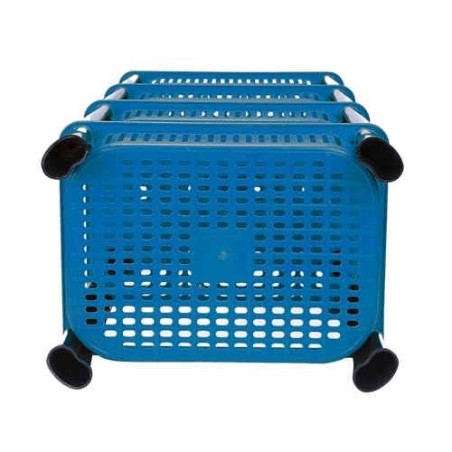 Leaffybezz Plastic Vegetable Trolley Rack for Kitchen Storage,Fruits Onion Potato Vegetable Stand,Storage Racks for Office (4 Layer,Blue) - Image 4