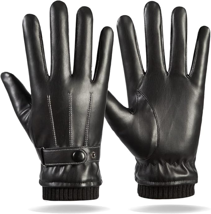Alexvyan -20℉ Snow & Windproof Thermal Soft Fur Warm Winter Zigzag Gloves (Fur/Fleece Inside) for Riding, Protective Warm Hand Riding Cycling, Byke, Bike, Scooty,Motorcycle for Men & Boy,Male (Black) - Image 1