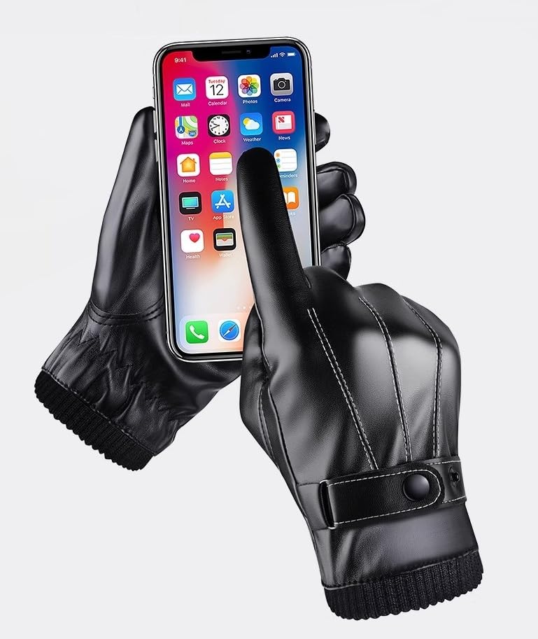 Alexvyan -20℉ Snow & Windproof Thermal Soft Fur Warm Winter Zigzag Gloves (Fur/Fleece Inside) for Riding, Protective Warm Hand Riding Cycling, Byke, Bike, Scooty,Motorcycle for Men & Boy,Male (Black) - Image 3