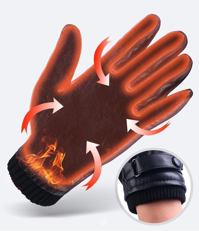 Alexvyan -20℉ Snow & Windproof Thermal Soft Fur Warm Winter Zigzag Gloves (Fur/Fleece Inside) for Riding, Protective Warm Hand Riding Cycling, Byke, Bike, Scooty,Motorcycle for Men & Boy,Male (Black) - Image 4