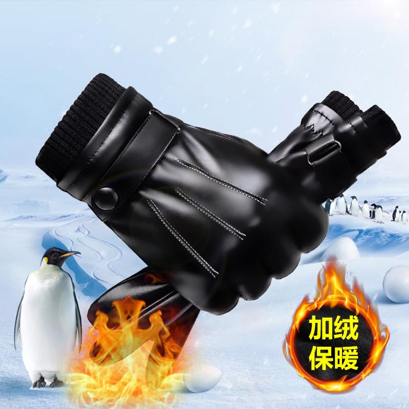 Alexvyan -20℉ Snow & Windproof Thermal Soft Fur Warm Winter Zigzag Gloves (Fur/Fleece Inside) for Riding, Protective Warm Hand Riding Cycling, Byke, Bike, Scooty,Motorcycle for Men & Boy,Male (Black) - Image 2