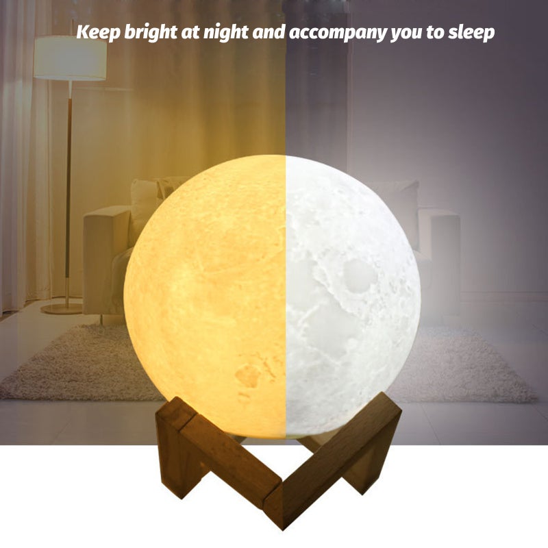 3D Printing LED Moon Light: 15cm Size - Simple Delicate Style Lunar Night Lamp for Home Furnishing, Sleep, Study and Work - Image 3