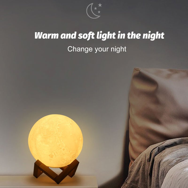 3D Printing LED Moon Light: 15cm Size - Simple Delicate Style Lunar Night Lamp for Home Furnishing, Sleep, Study and Work - Image 2