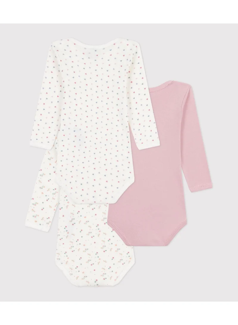 Petit Bateau Pack of babies' long-sleeved floral-print cotton bodies