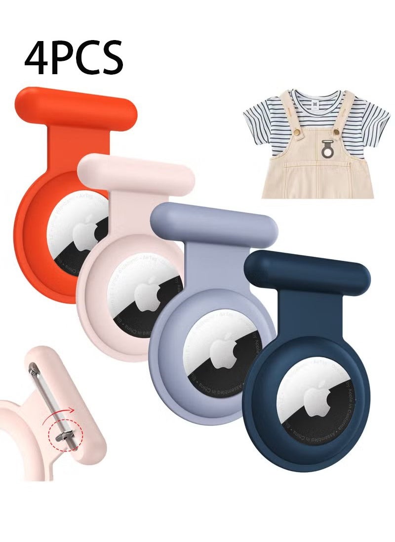Unewshi 4 Pieces Airtag Holder with Invisible Pin Holder Anti Lost Airtag Cover, Kids Hidden Silicone Protective Airtag Case  - Image 1