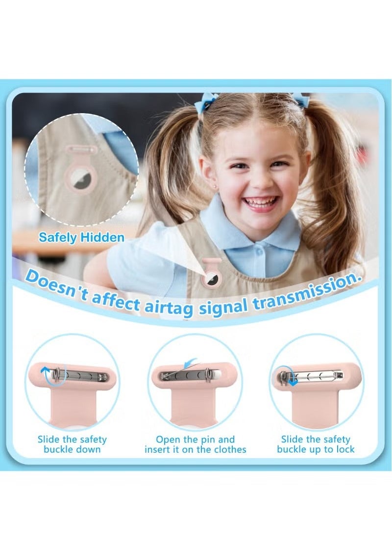 Unewshi 4 Pieces Airtag Holder with Invisible Pin Holder Anti Lost Airtag Cover, Kids Hidden Silicone Protective Airtag Case  - Image 3
