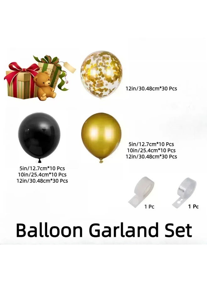 114pcs البالونات السوداء الممتازة مع البالونات الذهبية واللهجات الشفافة المتوهجة - مثالية لتزيين حفلة عيد الميلاد ، البالونات المجمعة في أحجام 12/10/5 بوصة ، البالونات الشفافة مع النقاط الذهبية ، البالونات الرابطة والخطوط المضمنة - مثالية للبالونات الحفلية والبالونات لعيد الميلاد والاحتفالات بالحدث - Image 4