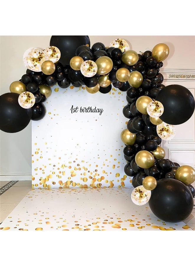 114pcs البالونات السوداء الممتازة مع البالونات الذهبية واللهجات الشفافة المتوهجة - مثالية لتزيين حفلة عيد الميلاد ، البالونات المجمعة في أحجام 12/10/5 بوصة ، البالونات الشفافة مع النقاط الذهبية ، البالونات الرابطة والخطوط المضمنة - مثالية للبالونات الحفلية والبالونات لعيد الميلاد والاحتفالات بالحدث - Image 3