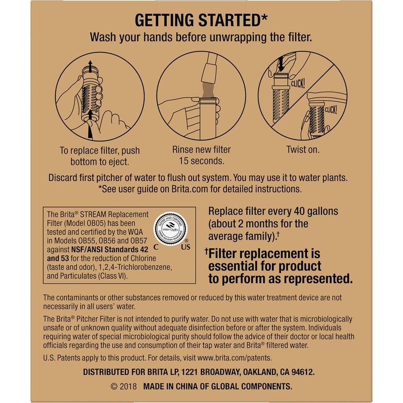 BRITA Stream Water Filter Replacements for Stream Pitchers and Dispensers, Lasts 2 Months, Reduces Chlorine Taste and Odor, 2 Count Room to room portable - Image 5