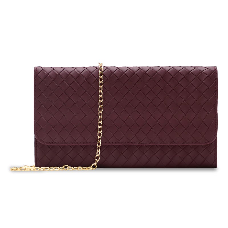 U+U Crossbody Bags for Women, Small Leather Bag with Removable Chain, Card Slots & Phone Pocket - Lightweight Purse Wallet (Burgundy) - Image 1