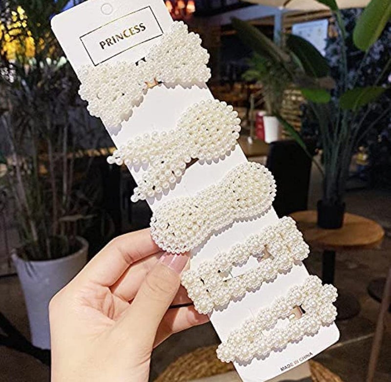 HOMEMATES 5 Pcs Korean Style Pearl Hair Clips Large Hair Clips Pins Barrette for Women Girls Fashion Hair Accessories - Image 1