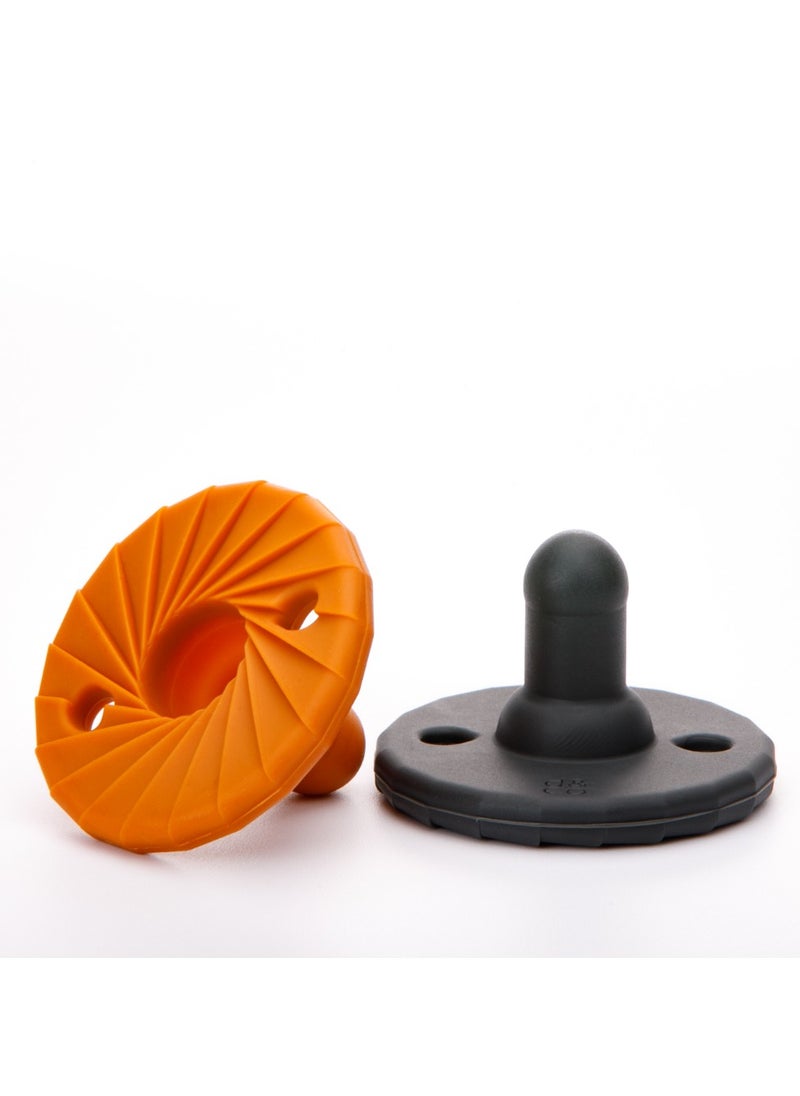 doddle & co. Doddle & Co. Baby Pacifier, Natural Shape, 100% Silicone - Tokyo Pop Pacifier (0-3m) - Coal/Spice  - Image 1