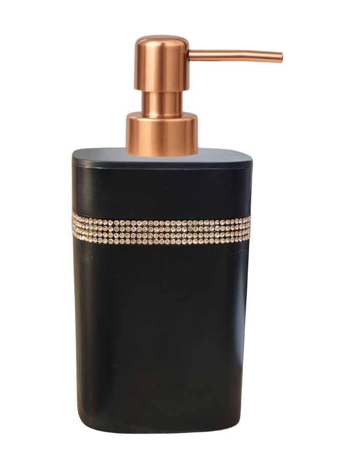 Soap Dispenser for Bathroom and Kitchen A touch of elegance with an astragalus design Soap dispenser with a glossy appearance adds a sophisticated touch to your bathroom 350 ml Black/Gold - Image 3