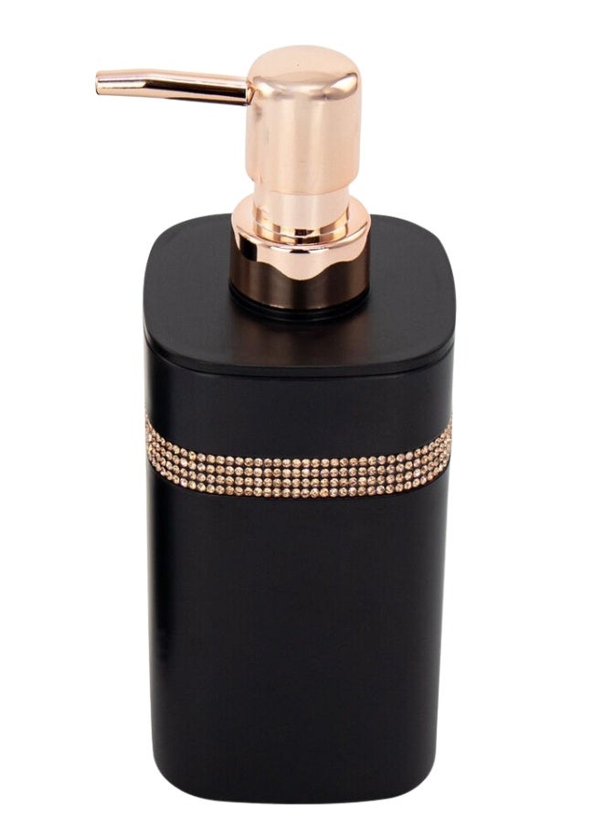 Soap Dispenser for Bathroom and Kitchen A touch of elegance with an astragalus design Soap dispenser with a glossy appearance adds a sophisticated touch to your bathroom 350 ml Black/Gold - Image 1