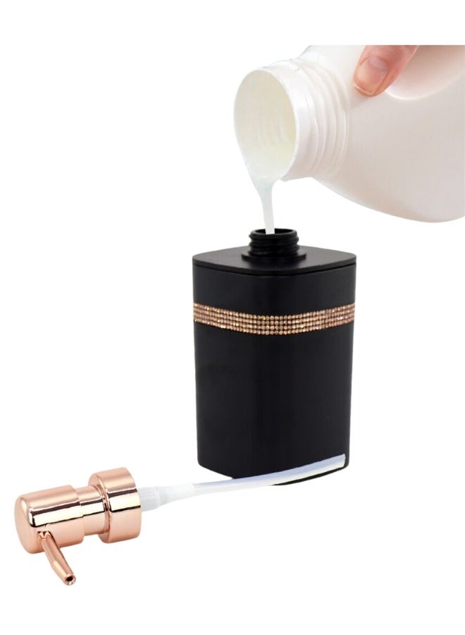 Soap Dispenser for Bathroom and Kitchen A touch of elegance with an astragalus design Soap dispenser with a glossy appearance adds a sophisticated touch to your bathroom 350 ml Black/Gold - Image 2