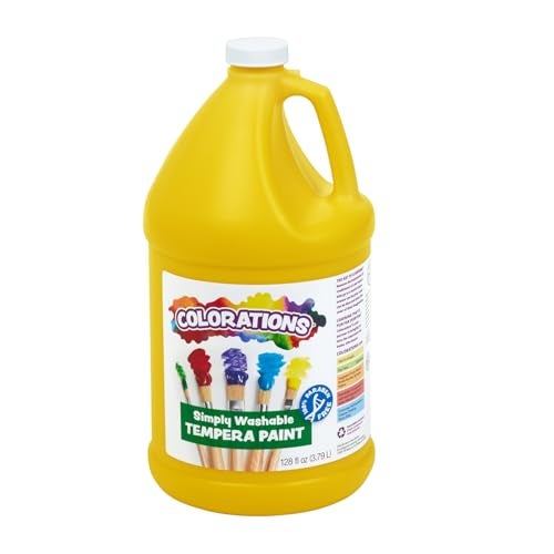 Colorations طلاء تمبرا قابل للغسل وخالي من البارابين للأطفال بحجم 1 جالون باللون الأصفر الزاهي غير سام ومصنوع في الولايات المتحدة الأمريكية - Image 1