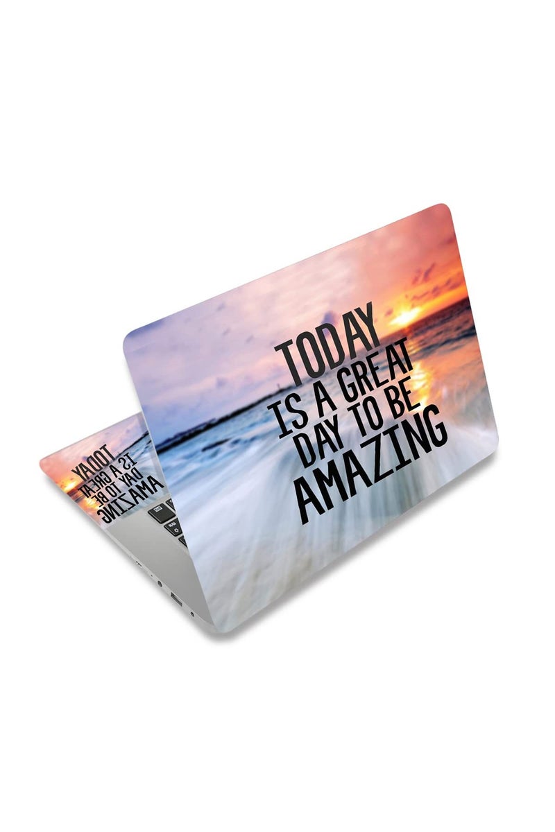 Newplenty Laptop Skin Sticker, 13.3 14 15 15.4 15.6 inch Laptop Skins, Universal Vinyl Decal, Dustproof Scratch Resistant Reusable Cover Protector with Free 2 Wrist Pads (Orange and Gray) - Image 1