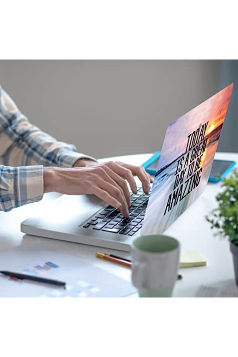 Newplenty Laptop Skin Sticker, 13.3 14 15 15.4 15.6 inch Laptop Skins, Universal Vinyl Decal, Dustproof Scratch Resistant Reusable Cover Protector with Free 2 Wrist Pads (Orange and Gray) - Image 5