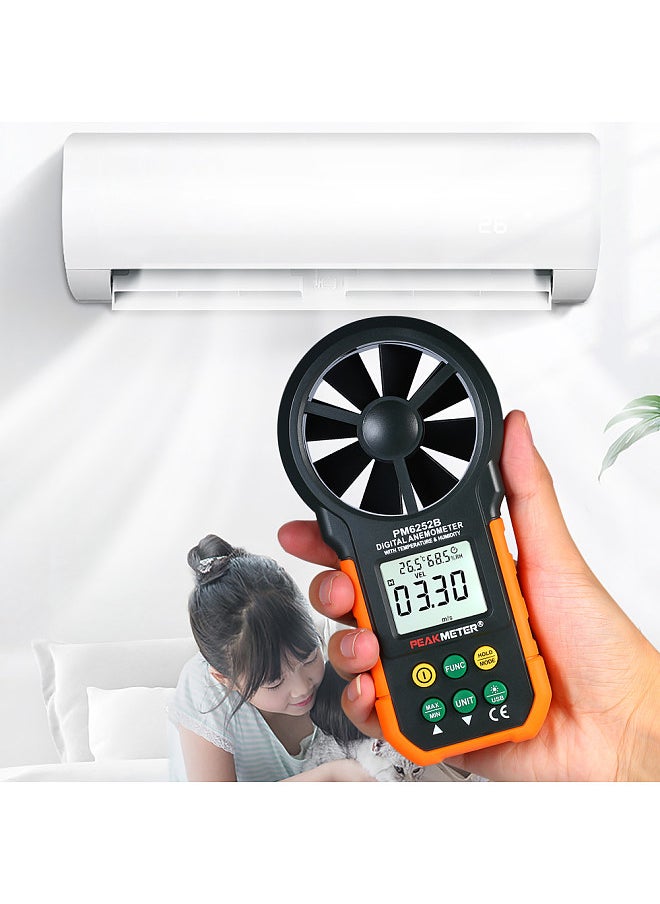 PEAKMETER - PEAKMETER Multifunction Digital Anemometer Professional Wind Speed Meter LCD Digital Anemometer Air Volume/Temperature/Humidity - Image 1