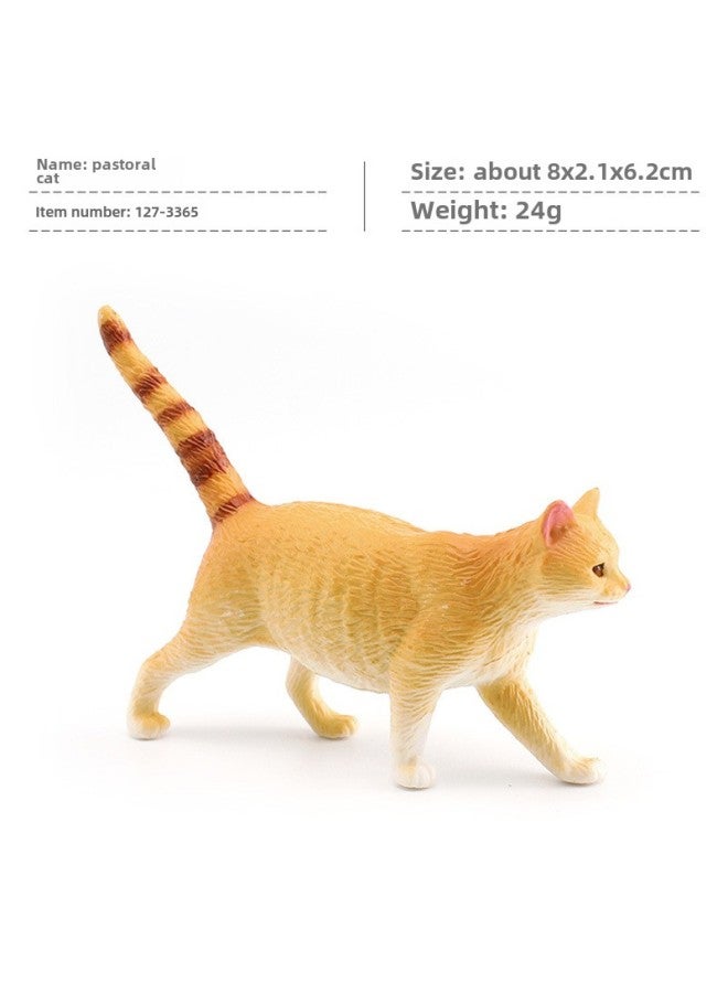 Children's Mini Simulation Pet Cat Model Orange Cat Fat Cat British Short-haired Cat Pastoral Cat Decorative Ornaments-Color:Pl127-3365 Pastoral Cat 24g  - Image 1