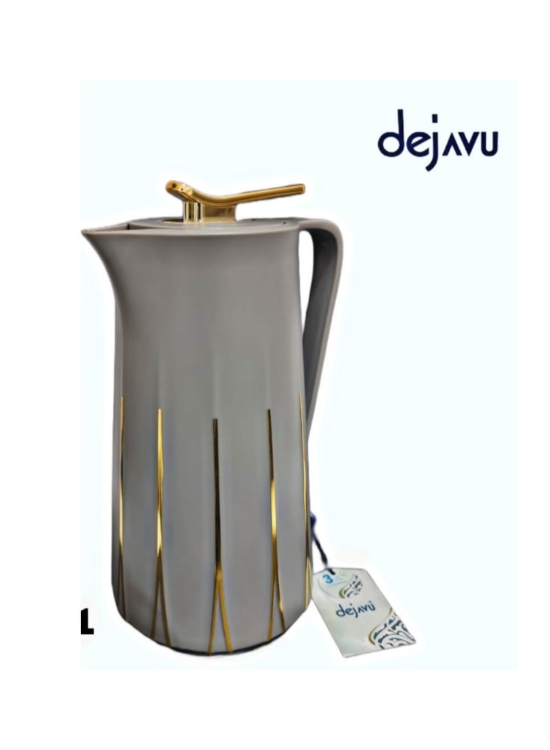 DejaVu Thermos for tea and coffee, dark gray/gold, 1 liter