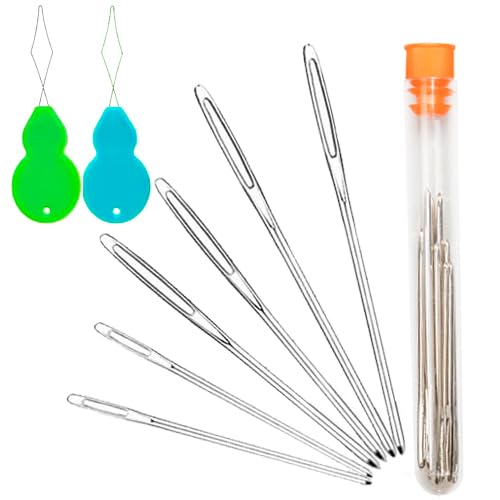 Hekisn Large-Eye Blunt Needles, 6 Piece Pro Quality Stainless Steel Yarn Knitting Needles, Sewing Needles, Crafting Knitting Weaving Stringing Needles (6 Pieces) - Image 1