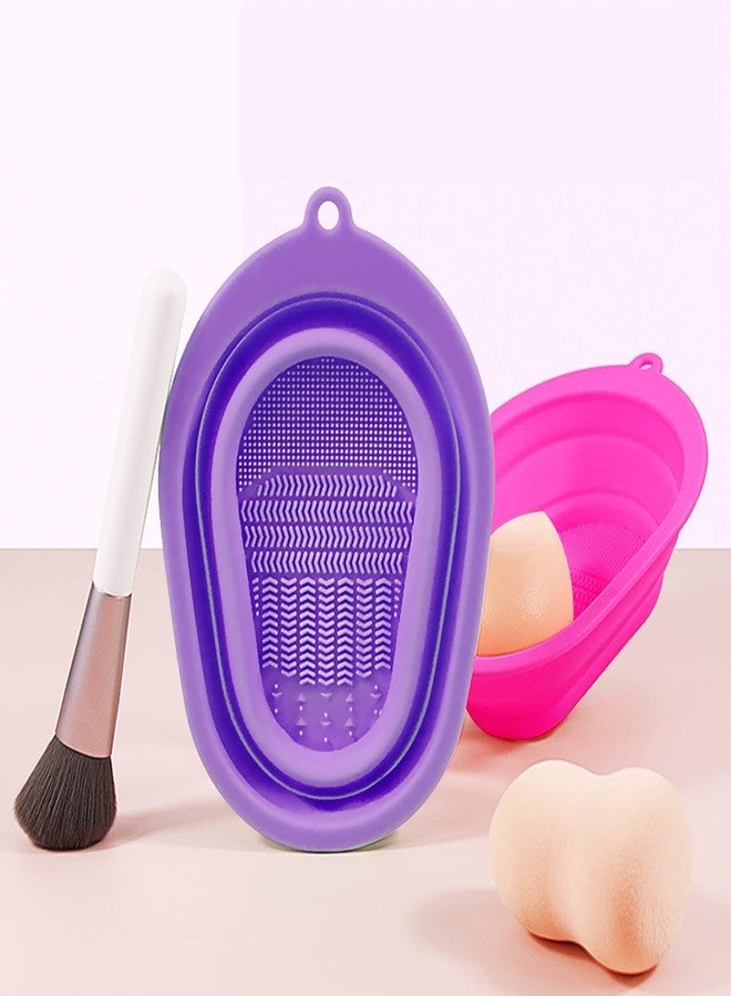 MGNLR Makeup Brush Cleaning Mat, Sponge Silicone Makeup Brush Scrubber, Cosmetic Brush Cleaner, Brush Cleaning Pad, Foldable makeup brush cleaning Bowl - (Pack of 1, Multicolore) - Image 1