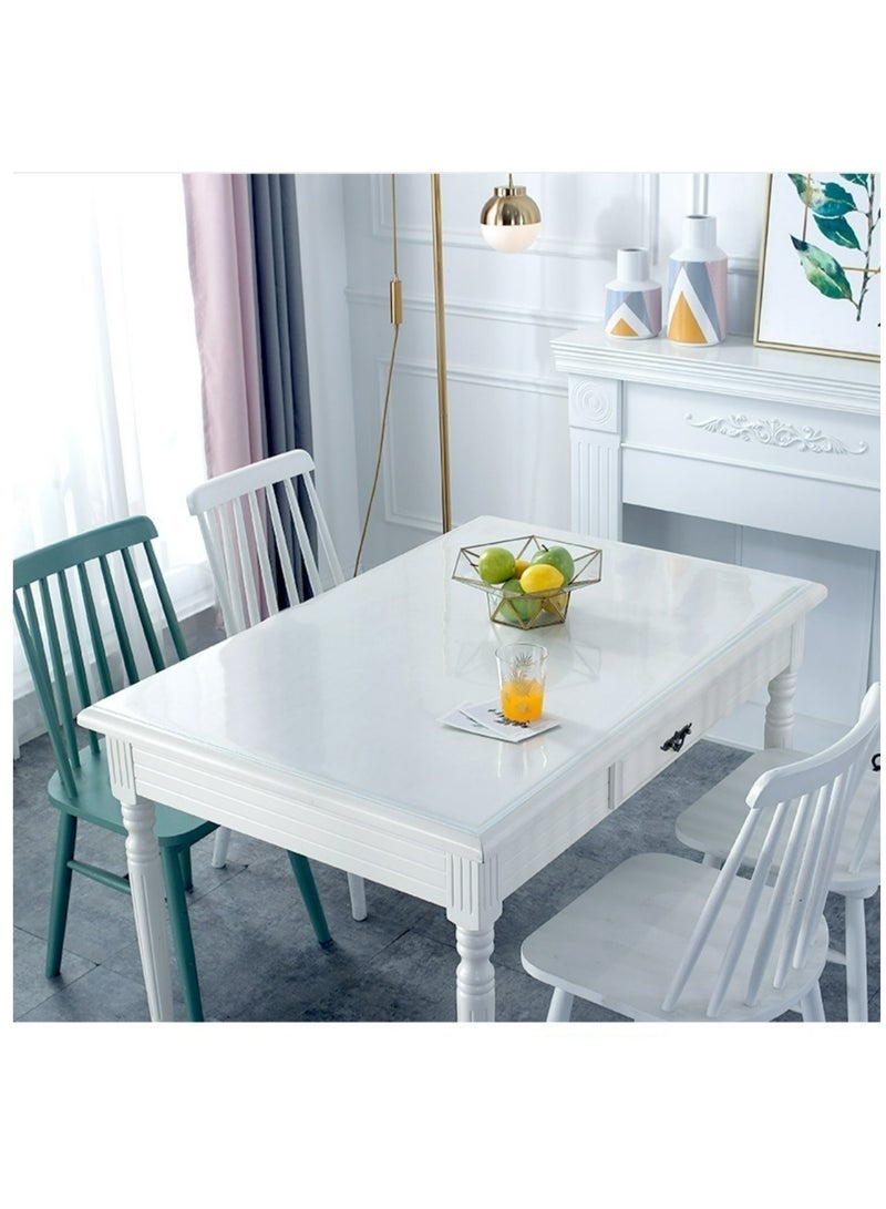 مفرش حماية للطاولة من PVC مقاس 110 × 80 سم بسُمك 1 مم – غطاء شفاف مقاوم للماء والخدوش والحرارة لحماية طاولات الطعام والمكاتب وأسطح المطبخ والزجاج والخشب والرخام، سهل التنظيف، مرن، قابل للقص، مثالي للاستخدام المنزلي والمكتبي - شفاف - Image 5