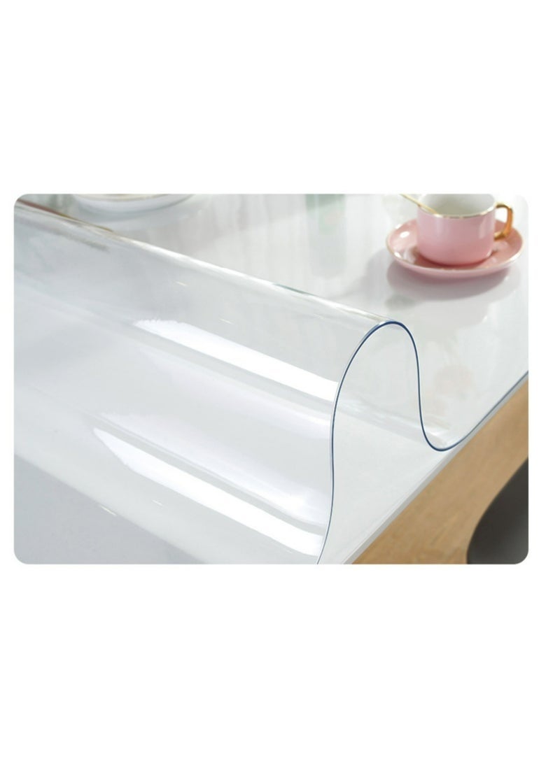 مفرش حماية للطاولة من PVC مقاس 110 × 80 سم بسُمك 1 مم – غطاء شفاف مقاوم للماء والخدوش والحرارة لحماية طاولات الطعام والمكاتب وأسطح المطبخ والزجاج والخشب والرخام، سهل التنظيف، مرن، قابل للقص، مثالي للاستخدام المنزلي والمكتبي - شفاف - Image 4
