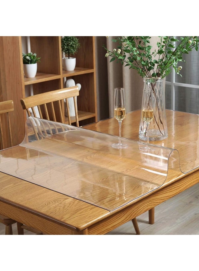 مفرش حماية للطاولة من PVC مقاس 110 × 80 سم بسُمك 1 مم – غطاء شفاف مقاوم للماء والخدوش والحرارة لحماية طاولات الطعام والمكاتب وأسطح المطبخ والزجاج والخشب والرخام، سهل التنظيف، مرن، قابل للقص، مثالي للاستخدام المنزلي والمكتبي - شفاف - Image 2