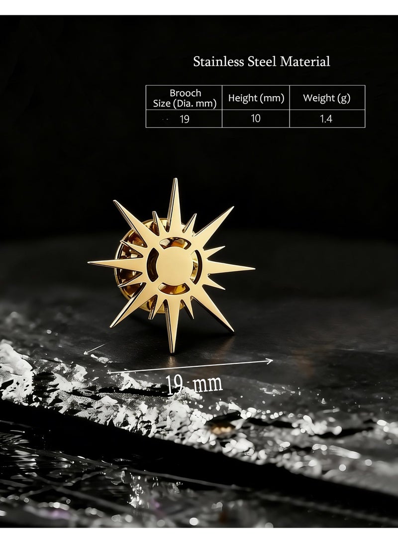 HomeNoor Vintage Hollow Sun Brooch, Premium Stainless Steel Lapel Pin, Stylish Suit Accessory for Business, Wedding, Formal & Casual Outfits, Ideal Gift for Men & Women - Image 2