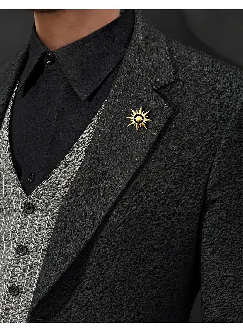 HomeNoor Vintage Hollow Sun Brooch, Premium Stainless Steel Lapel Pin, Stylish Suit Accessory for Business, Wedding, Formal & Casual Outfits, Ideal Gift for Men & Women - Image 3
