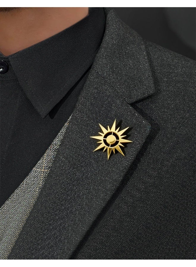 HomeNoor Vintage Hollow Sun Brooch, Premium Stainless Steel Lapel Pin, Stylish Suit Accessory for Business, Wedding, Formal & Casual Outfits, Ideal Gift for Men & Women - Image 1
